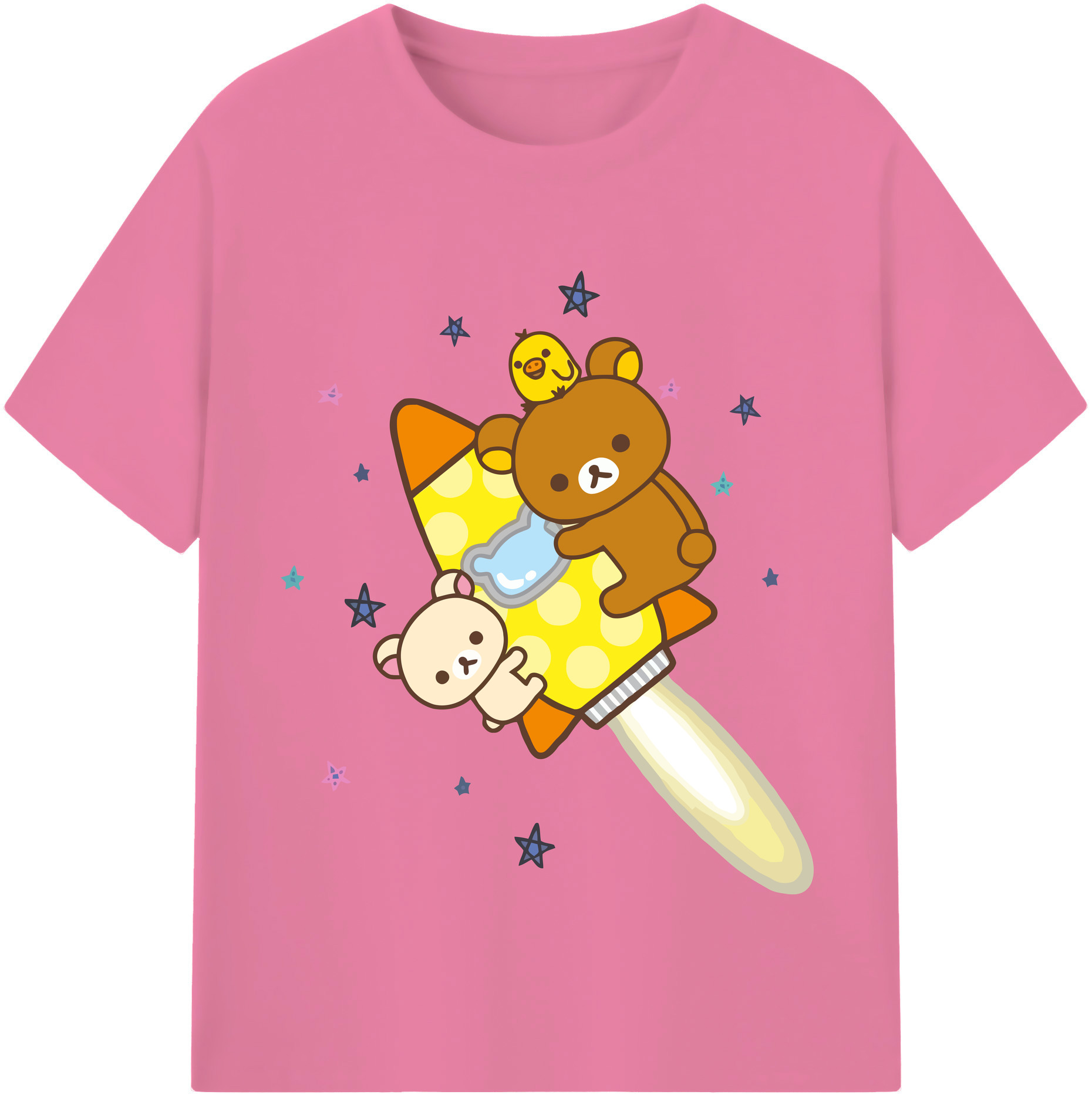 （画像用） リラックマ リラックマ キイロイトリ Rilakkuma Korilakkuma Kiiroitori 綿100％半袖Tシャツ（フロントプリント）